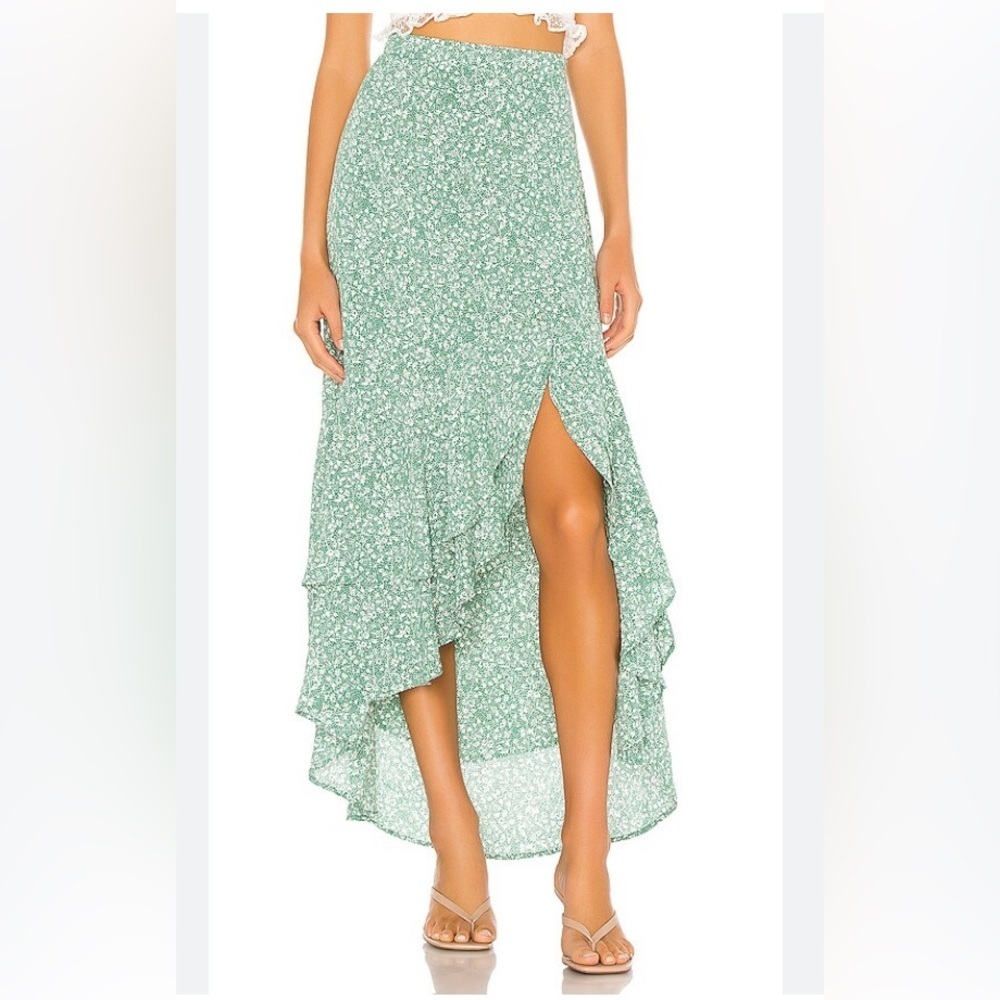 1. State green Floral Midi Skirt